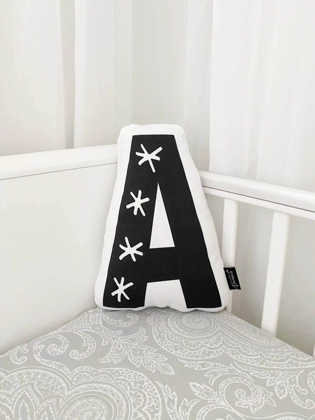 Letter Nursery Cushion, Letter Pillow, Plush Decor, Monochrome Pillow, Children's Room Decor, Mon... | Etsy (US)