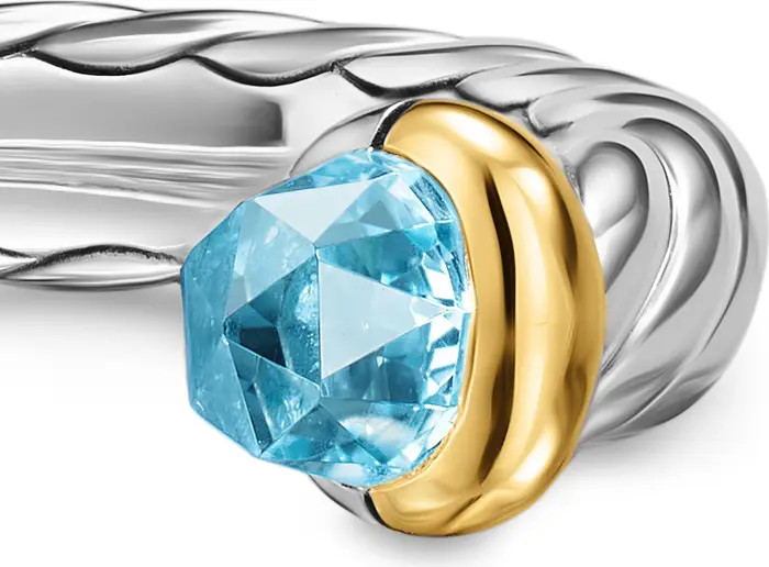 Petite Cable Open Ring in Sterling Silver with 14K Yellow Gold, 3.4mm | Nordstrom