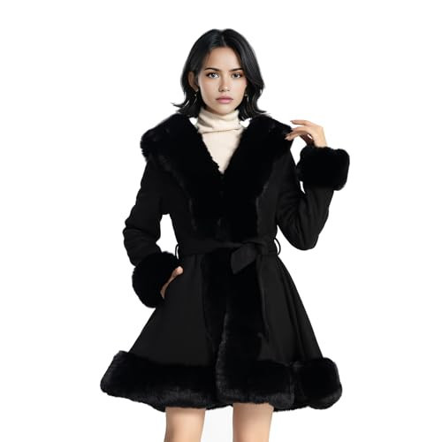 NXBC Winter Faux Fur Coats for Women,Faux Fur Leather Jacket Women FC056-BLACK-2XL | Amazon (US)