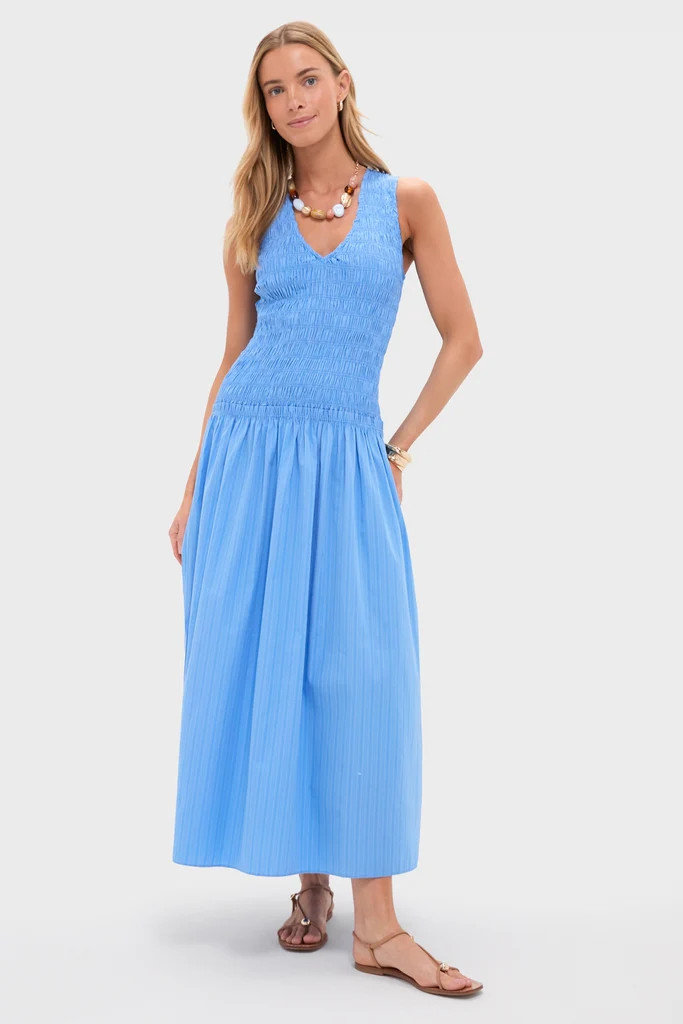 Azul Mico Pinstripe Palomar Midi Dress | Tuckernuck (US)