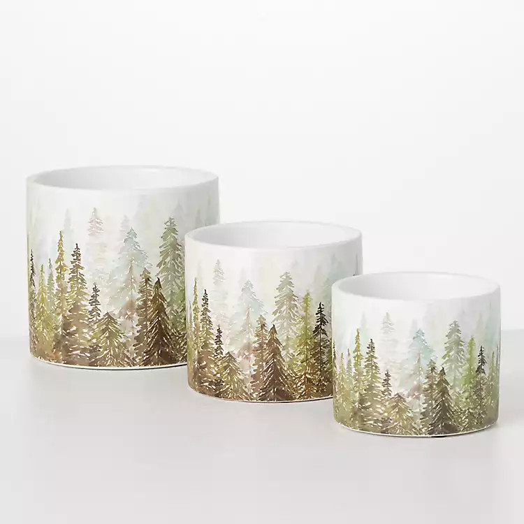New! Forest Scene Ceramic Planters, Set of 3 | Kirkland's Home