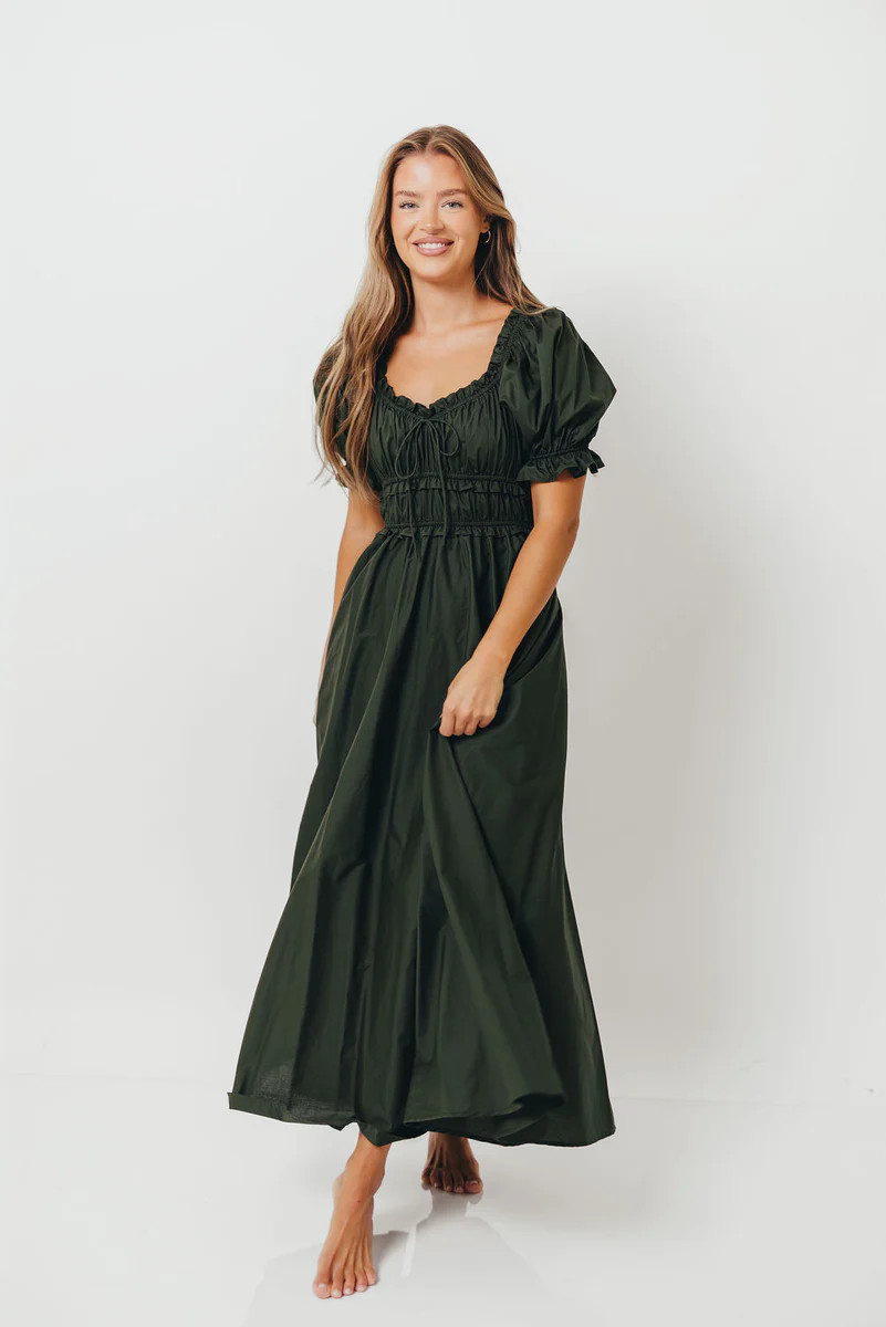Sydnee Cotton Maxi Dress in Evergreen - Bump Friendly | Worth Collective