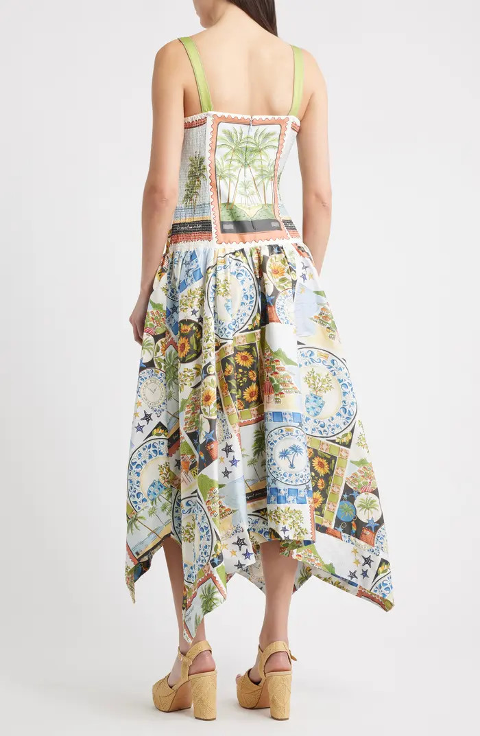 FARM Rio Latin Trip Print Asymmetric Cotton Button-Front Sundress | Nordstrom | Nordstrom