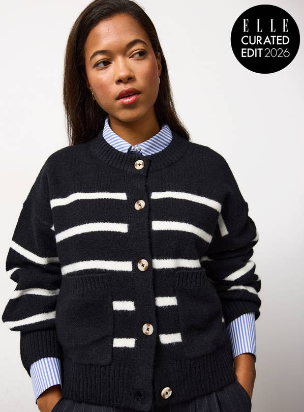 Mono Striped Boxy Button Up Cardigan 12 | Tu Clothing