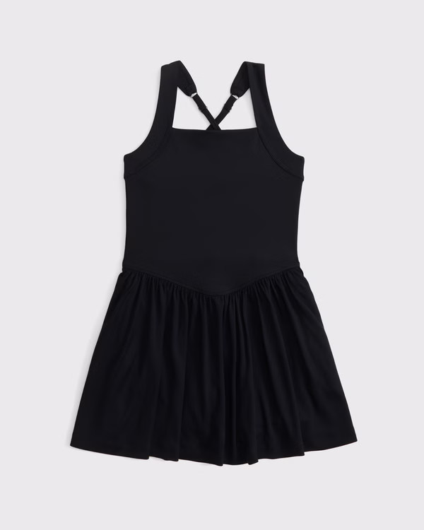 ypb drop-waist mixed fabric mini dress | Abercrombie & Fitch (US)