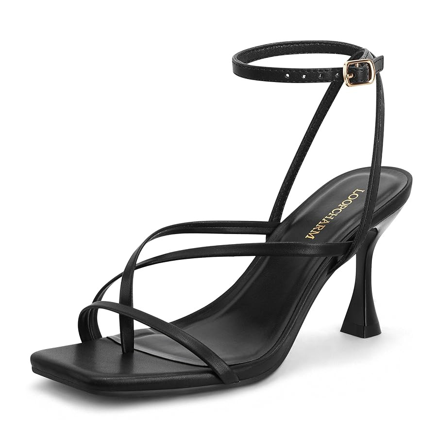 Women's Strappy High Heels Sandals Square Open Toe Ankle Strap Slingback Thong Stilettos Shoes fo... | Amazon (US)