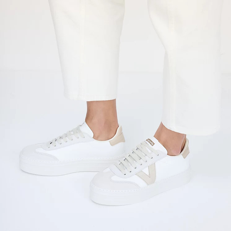 The White Company Victoria Barcelona Ciclista Platform Trainers, White, Size: 39 | The White Company UK & ROW