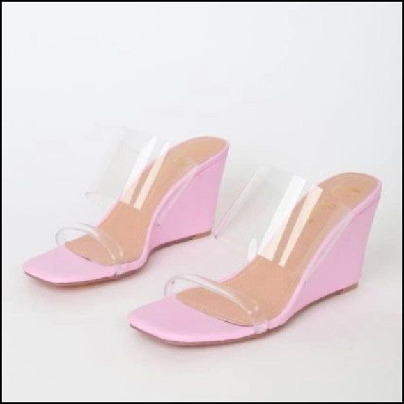 NEW Reelay Bubblegum Pink Slide-On Vinyl Wedge Heels size 8.5 | Poshmark