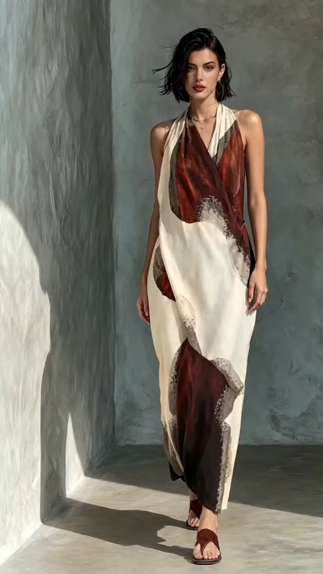 Cream and burnt sienna linen halter dress with artistic, effortlessly elegant bohemian style that feels like wearable art

#LTKootd #LTKOver40 #LTKTravel