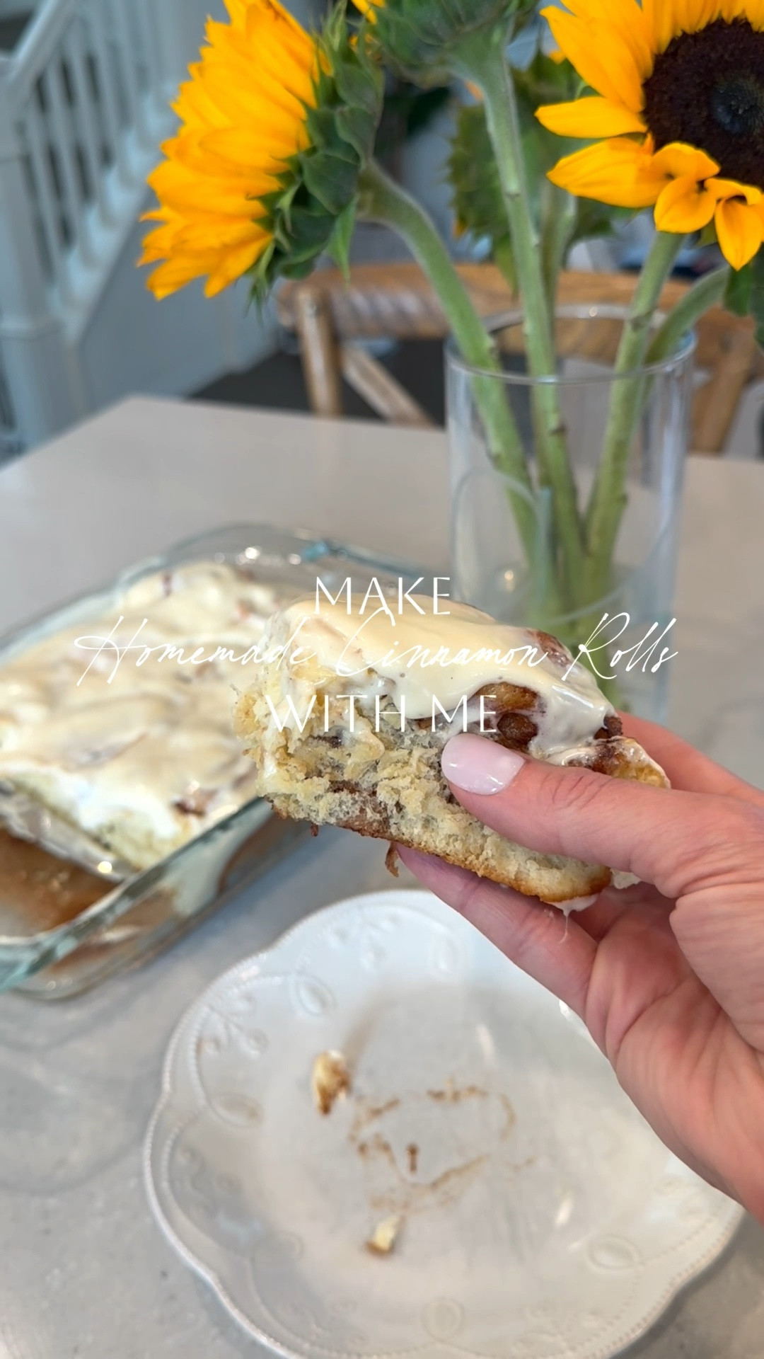 Make homemade cinnamon rolls with me 👌🏻😋 When I tell you these were so yummy! It was my first go at making these and I was actually surprised, I thought they would be harder to make! My kids love cinnamon rolls so these were right up their alley 😍

Ingredients 
For the dough
• 1 cup whole milk warm 
• 1 instant yeast packet
• 1/2 cup granulated sugar 
• 1/2 cup unsalted butter melted and slightly cooled
• 2 large eggs 
• 1 tsp salt
• 4 1/2 cups all-purpose flour 
For the filling
• 1/2 cup unsalted butter (soft & room temperature)
• 1 cup brown sugar packed
• 2 1/2 tbsp ground cinnamon
For Cream Cheese Icing
• 6 oz full-fat cream cheese softened
• 1/4  cup unsalted butter softened
• 1 1/2 cups powdered sugar
• 1 tsp pure vanilla extract

Whisk warm milk, yeast, and 1 tbsp granulated sugar. Let sit 5-10 minutes until frothy.
Add melted butter, eggs, remaining granulated sugar, and salt. Whisk to combine.
Using a mixer gradually add flour. Knead 5-7 minutes until dough is smooth and slightly tacky.
Transfer to a greased bowl, cover, and let rise in a warm place for 1 to 1 1/2 hours until doubled in size.
Punch dough down, roll out into a 12×18-inch rectangle on a lightly floured surface.
Spread softened butter evenly over dough. Mix brown sugar and cinnamon, and sprinkle evenly over butter, pressing gently.
Roll dough tightly into a log. Cut into slices.
Place rolls in a greased 9×13 dish. Cover and let rise for 30-45 minutes.
Preheat oven to 350°F . Bake rolls for 20-25 minutes until golden.
Beat softened cream cheese and butter. Mix in powdered sugar and vanilla until fluffy.
Spread a bit of icing over hot rolls to melt in, then spread remaining icing after 10 minutes. Serve warm.
Notes
Make ahead: After cutting the rolls and placing them in the pan, cover tightly and refrigerate overnight. In the morning, let them sit at room temp for 1-2 hours to rise before baking.

Homemade cinnamon rolls, breakfast ideas, brunch, Mother’s Day brunch, family breakfast, hosting ideas, Pyrex, KitchenAid mixer, Target

#LTKvlog #LTKmorningroutine #LTKfoodie