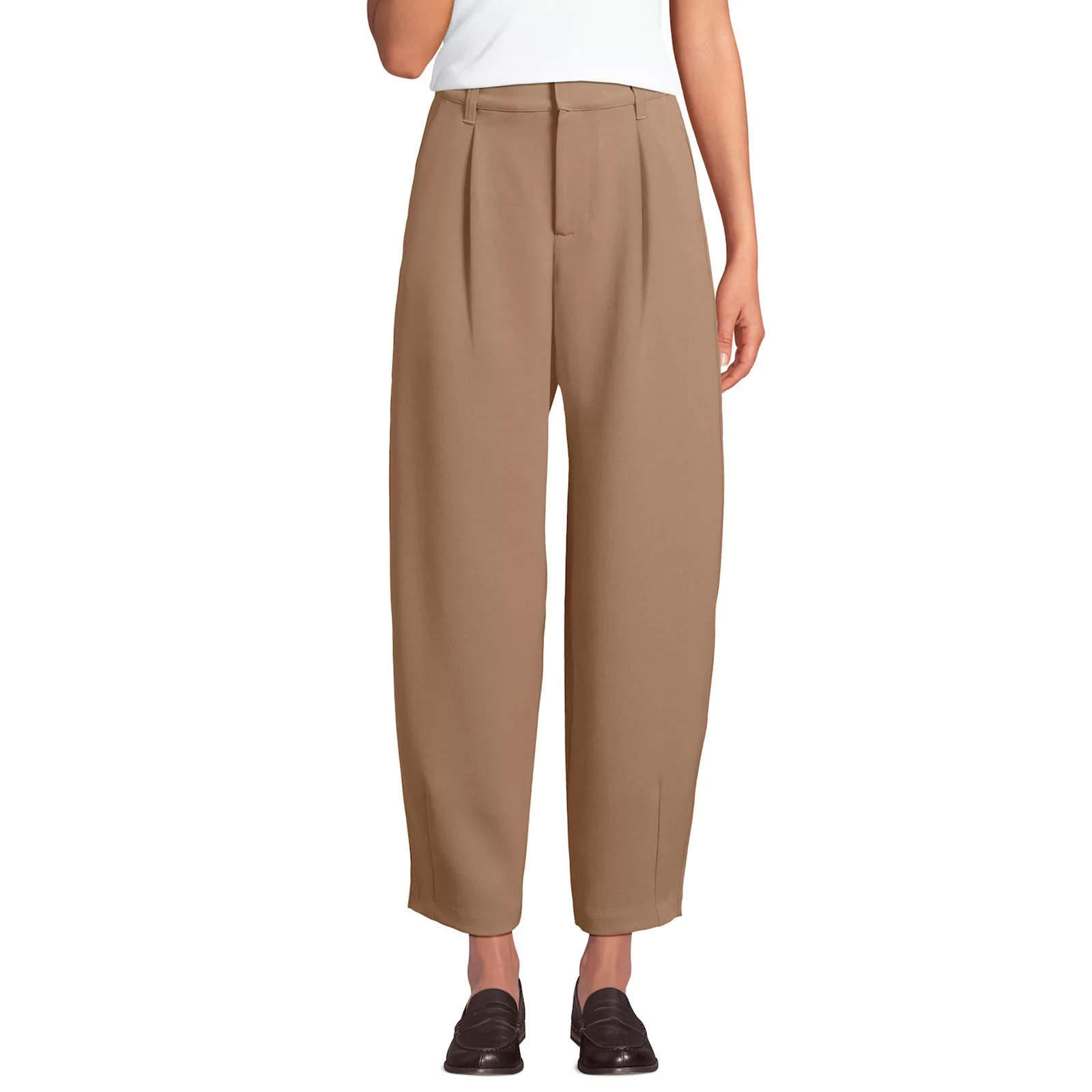 Women's Lands' End High Rise Pleated Barrel Leg Ankle Pants, Size: 16, Honey Beige | Kohl's