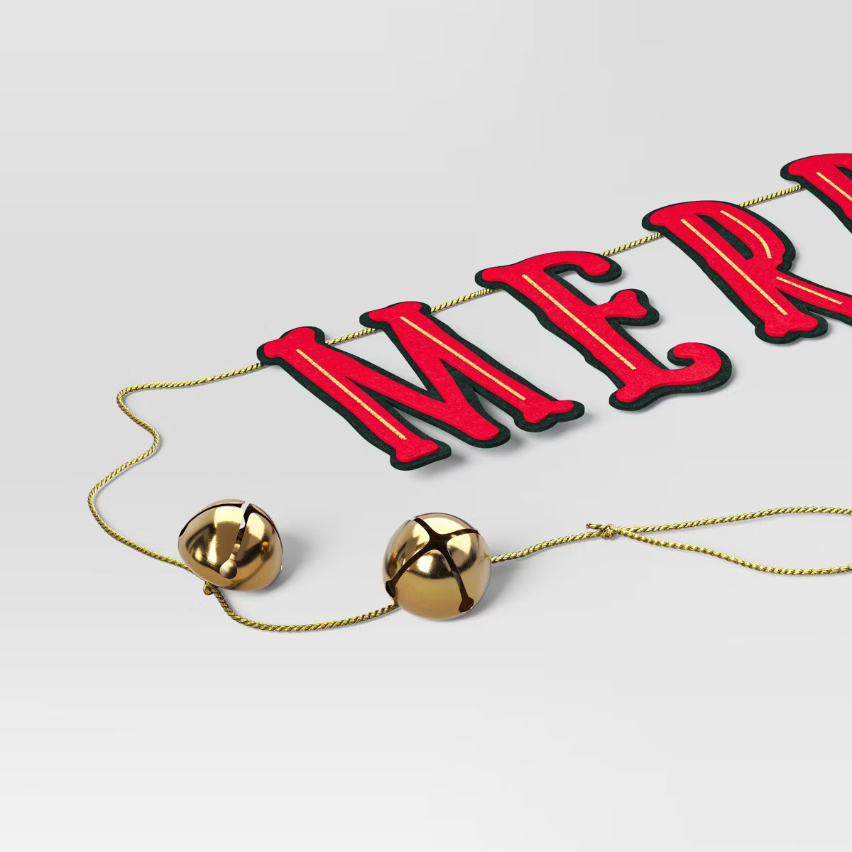 6' Fabric 'Merry Christmas' with Bells Decorative Wall Garland Red - Wondershop™ | Target