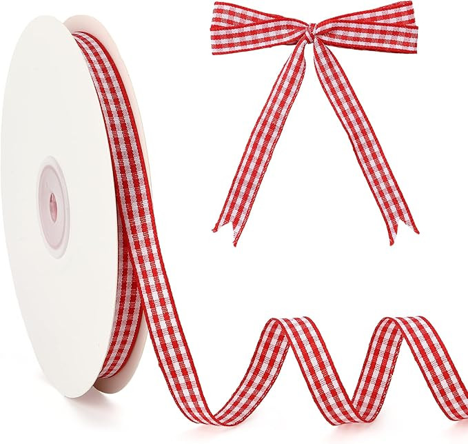 Red Plaid Ribbon 3/8inch X 50yard Red Gingham Ribbon red Buffalo Plaid Ribbon for Christmas Tree ... | Amazon (US)