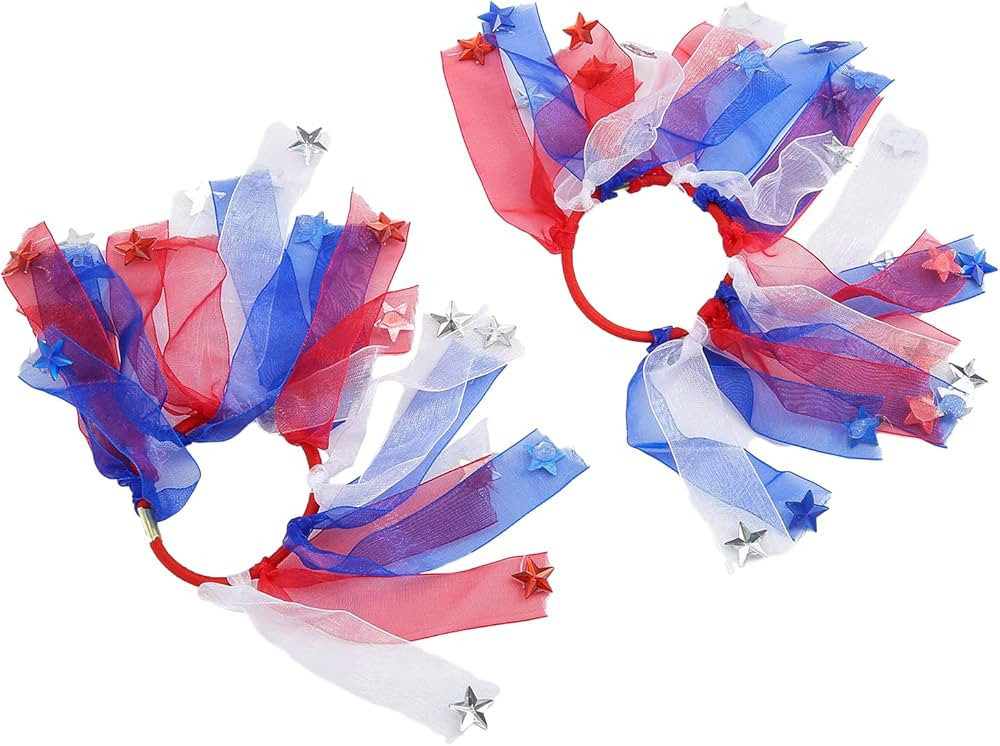 MADISON TYLER American Hair Ties for Woman | Red White and Blue Hair Elastic 2 Pack | Perfect for... | Amazon (US)