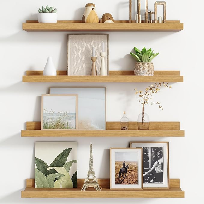 Floating Picture Ledge Shelves for Wall Set of 4, 24 Inch Wall Shelves with Lip Long Large Nurser... | Amazon (US)