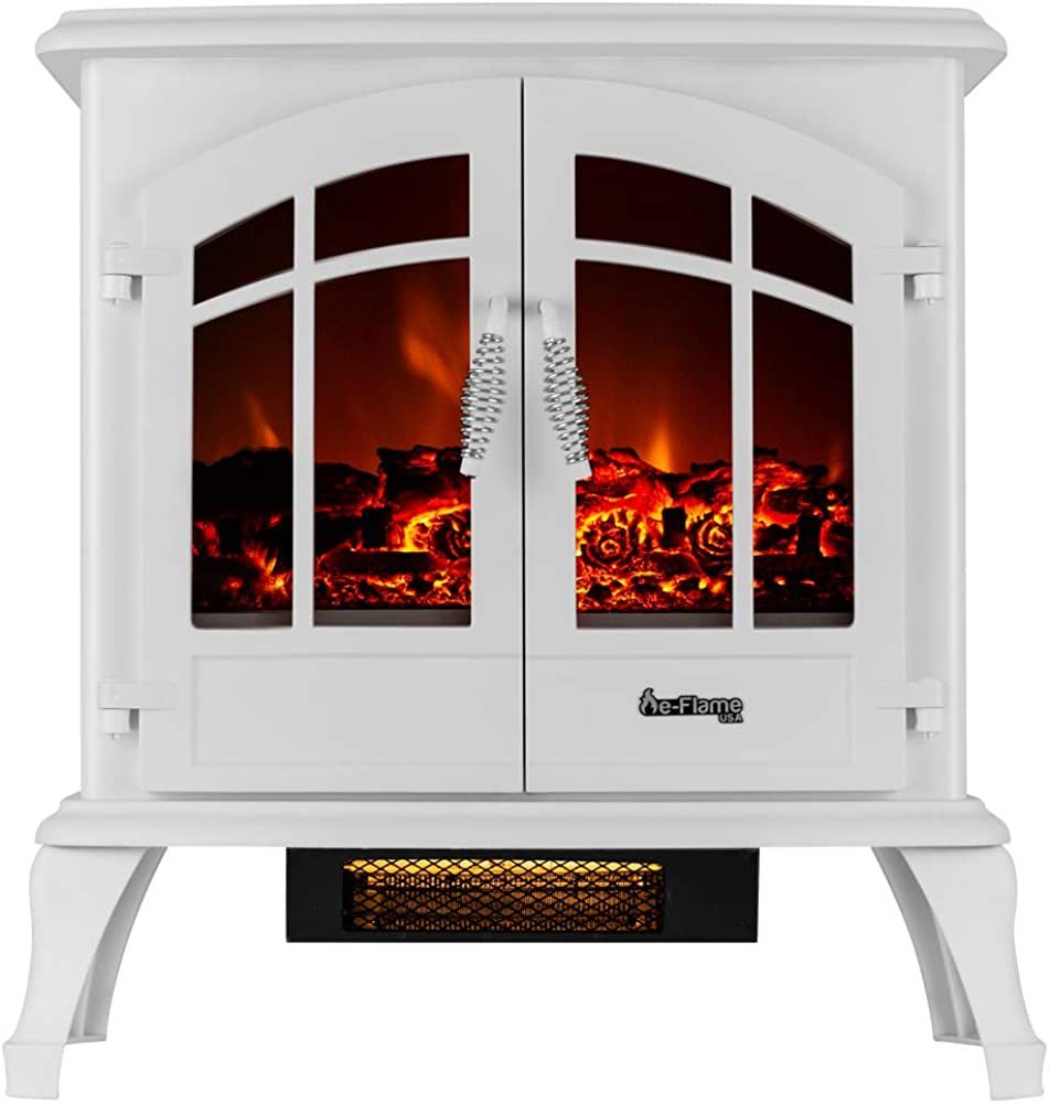 e-Flame USA Jasper Freestanding Electric Fireplace Stove Heater - Realistic 3-D Log and Fire Effe... | Amazon (US)