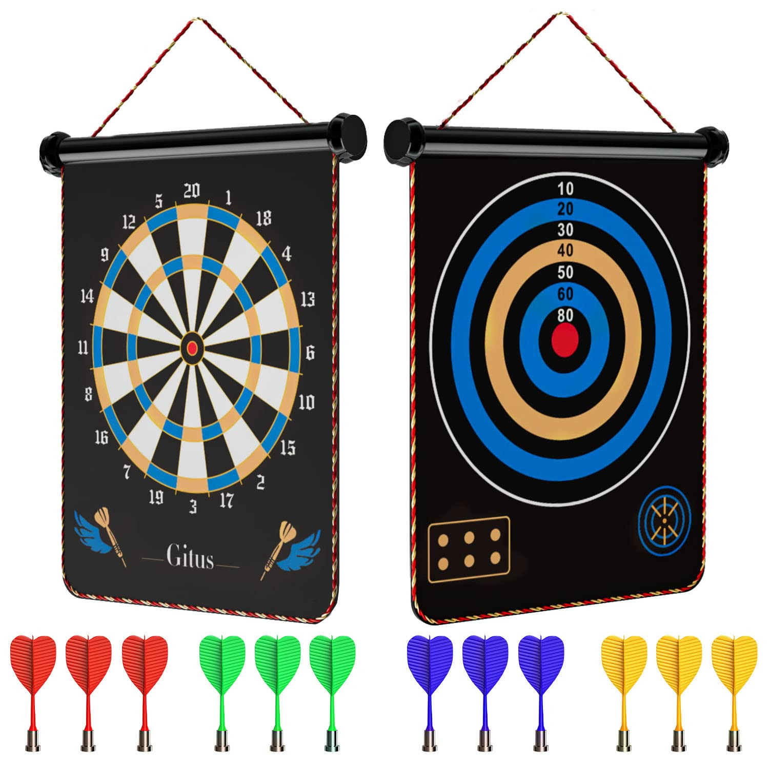 Gitus Magnetic Dart Board Indoor Outdoor Games for Kids with 12 Darts, Gifts for Teenage Boys Tee... | Amazon (US)