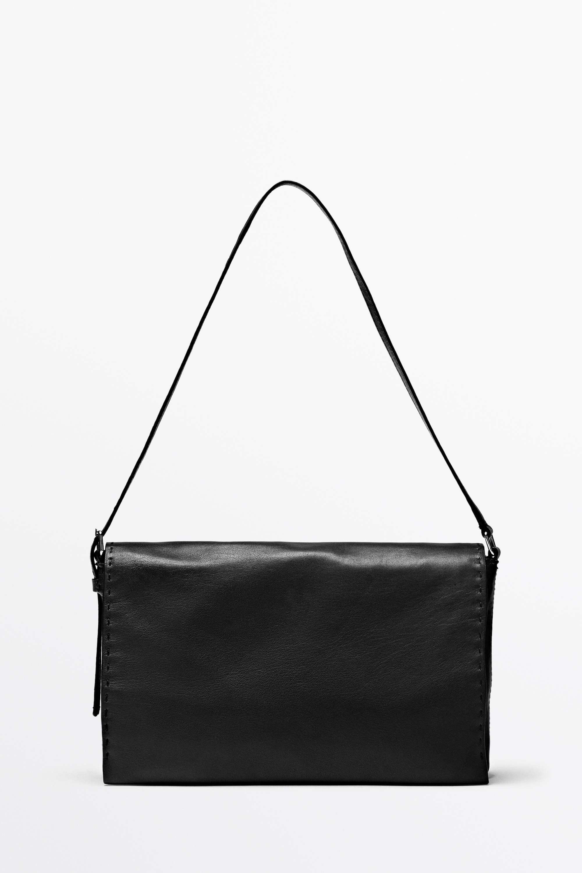 Nappa leather crossbody bag with topstitching | Massimo Dutti US
