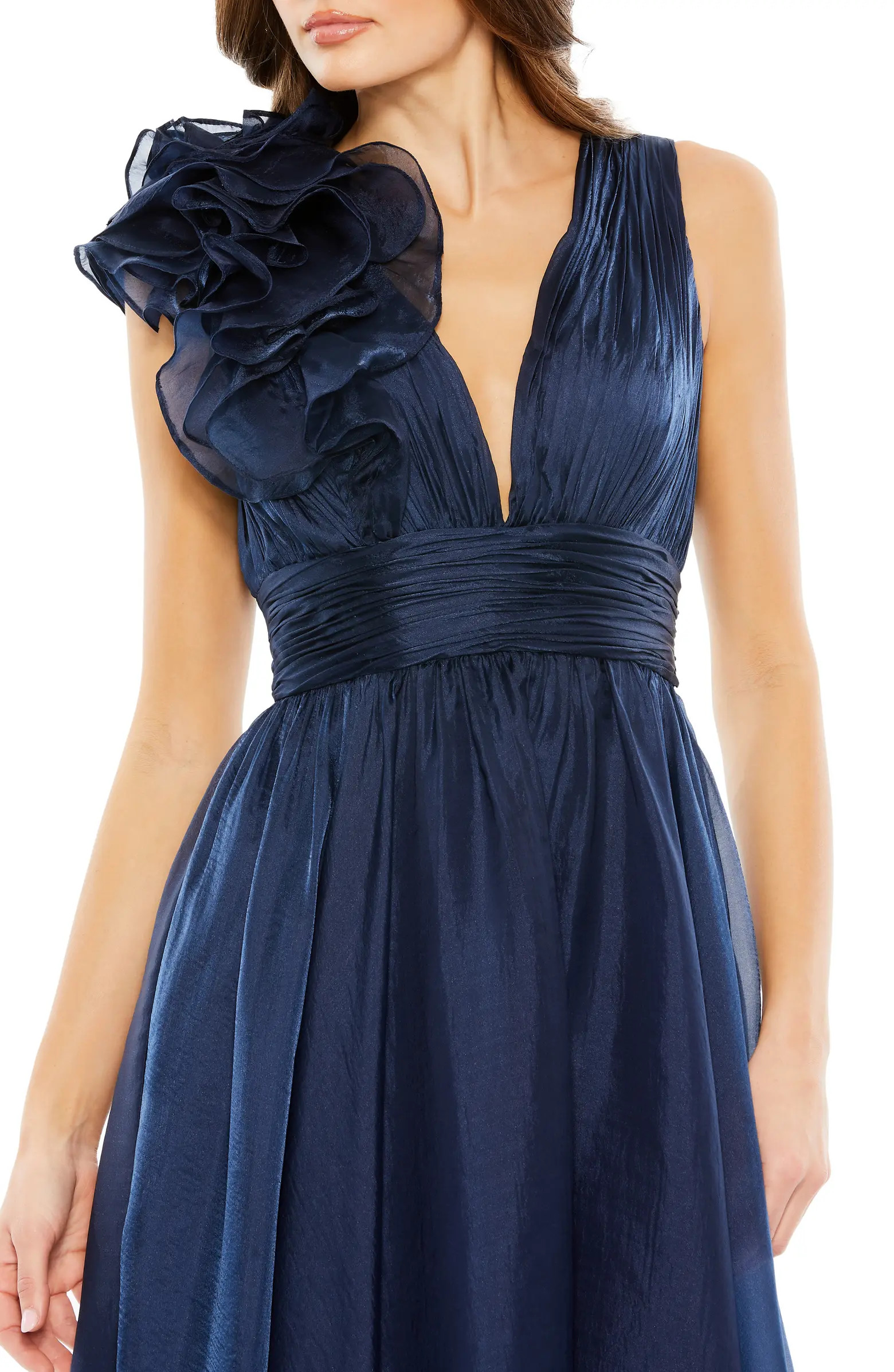 Mac Duggal Empire Rosette Midi Dress | Nordstrom | Nordstrom