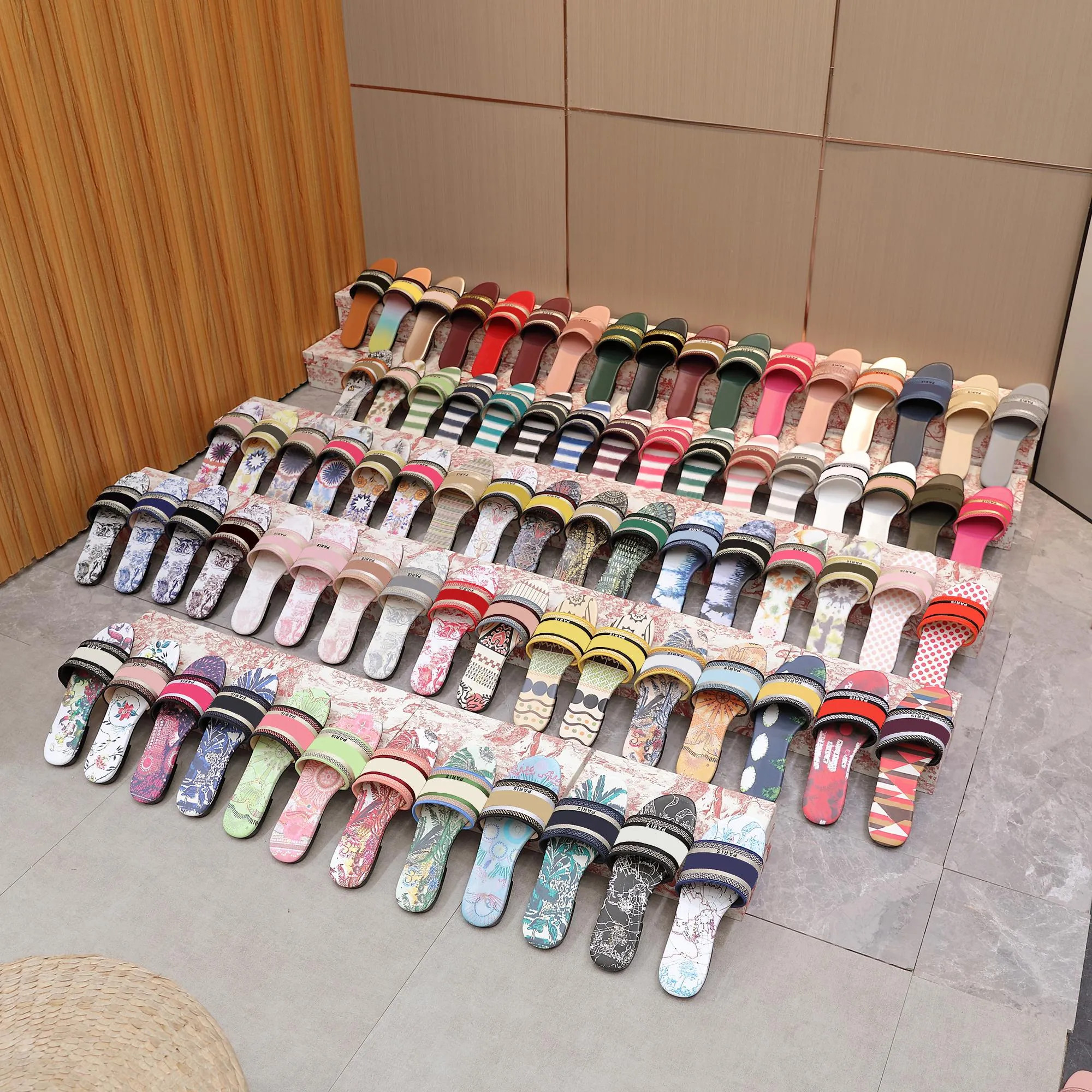 Paris Women Slippers Sandals Beach Slide Girls Flat Slipper Scuffs Shoes Summer Ladies Flip Flops... | DHGate