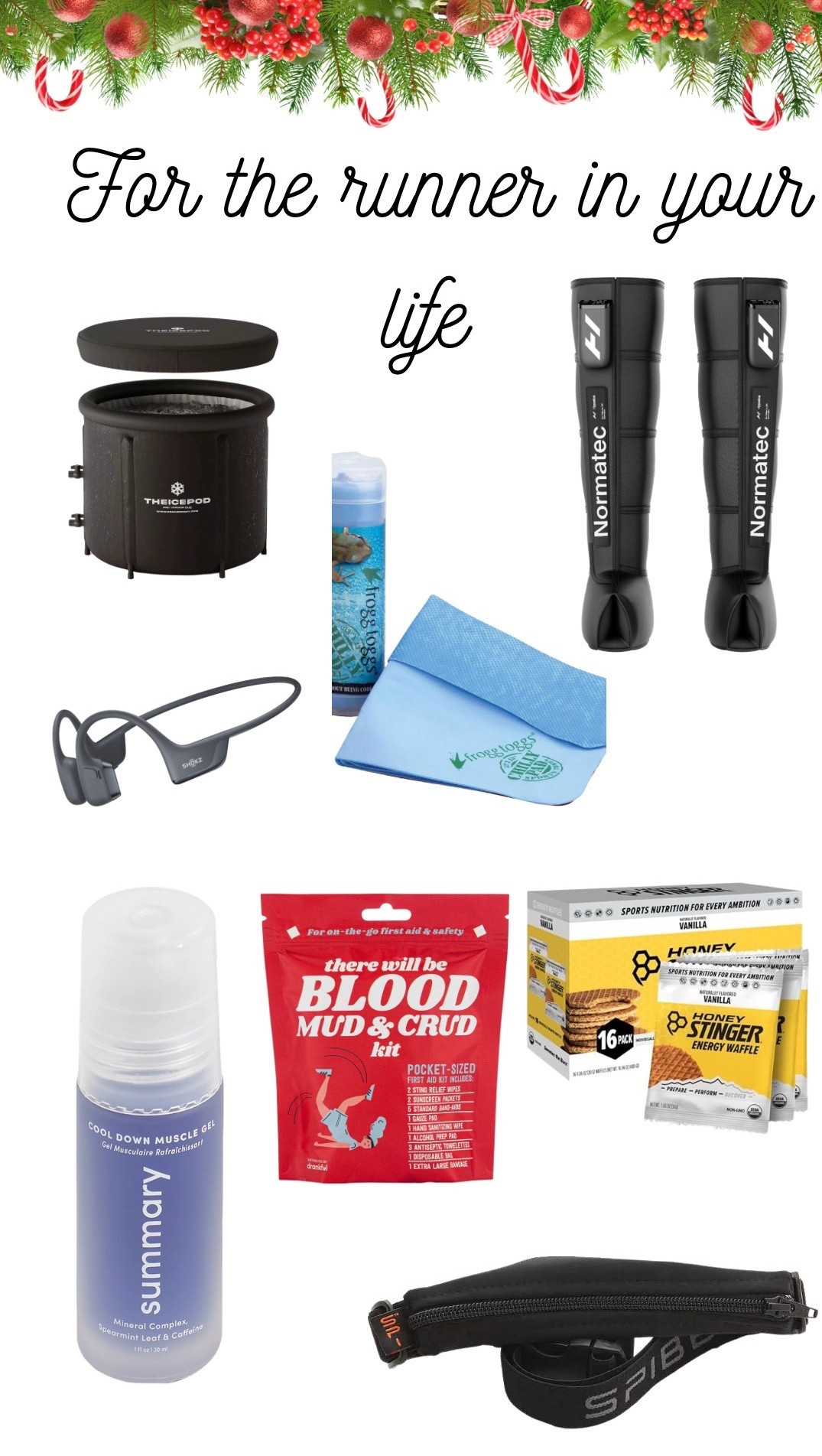 Gift guide for the runner in your life 
Runner, trail runner, recovery, massage, bone conduction headphones, honey stinger waffles, runner belt, portable ice bath 

#LTKfitnessgoals #LTKCyberWeek #LTKGiftGuide