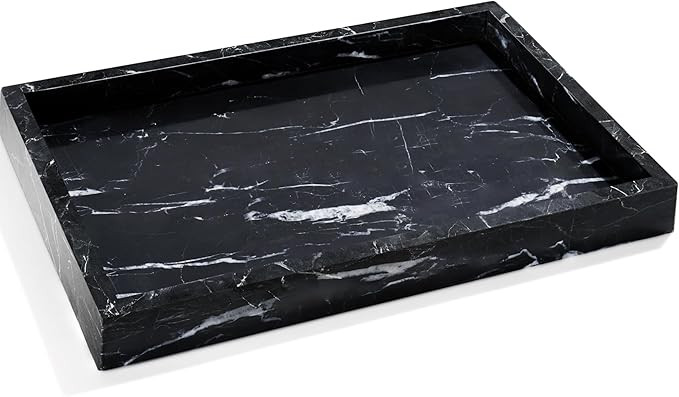 Real Natural Marble Tray for Bathroom, Genuine Marble Stone Vanity Tray, Luxury Storage Trays for... | Amazon (US)