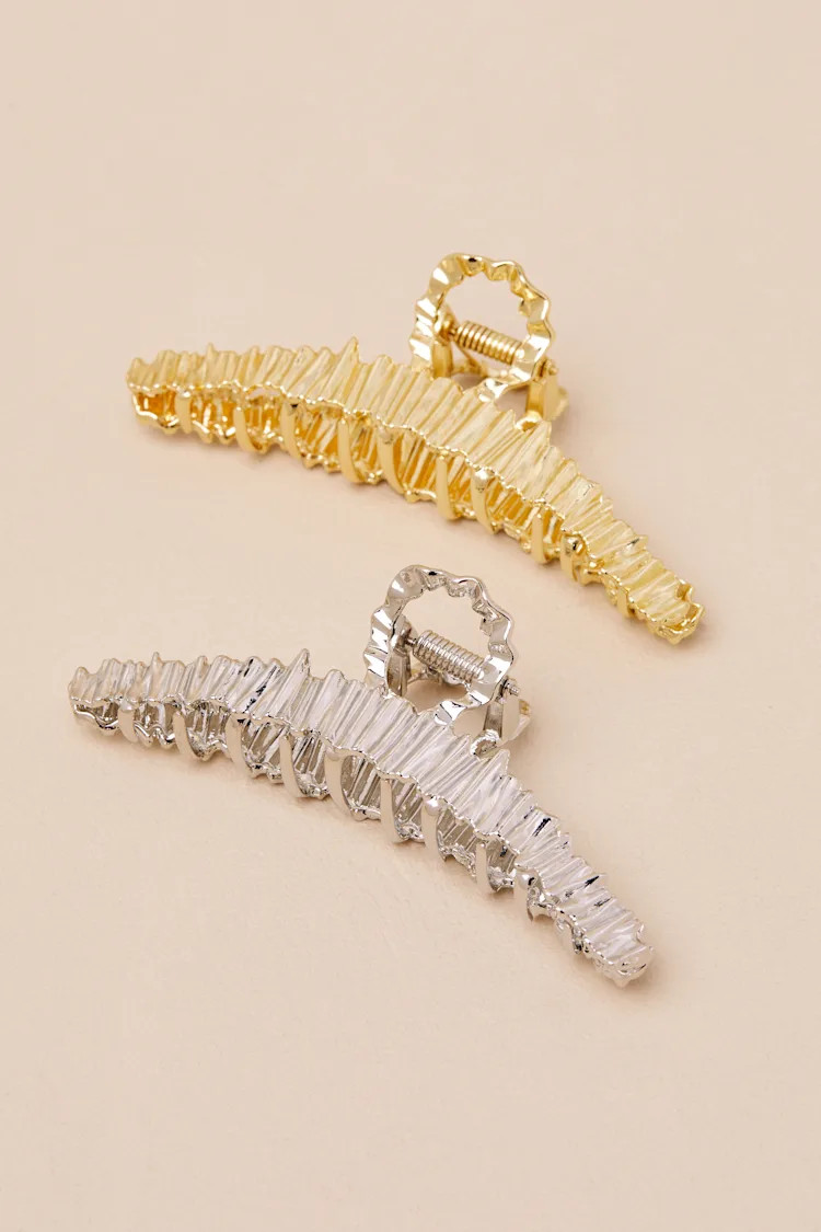 Solero Gold and Silver Textured Hair Claw Clip Set | Lulus