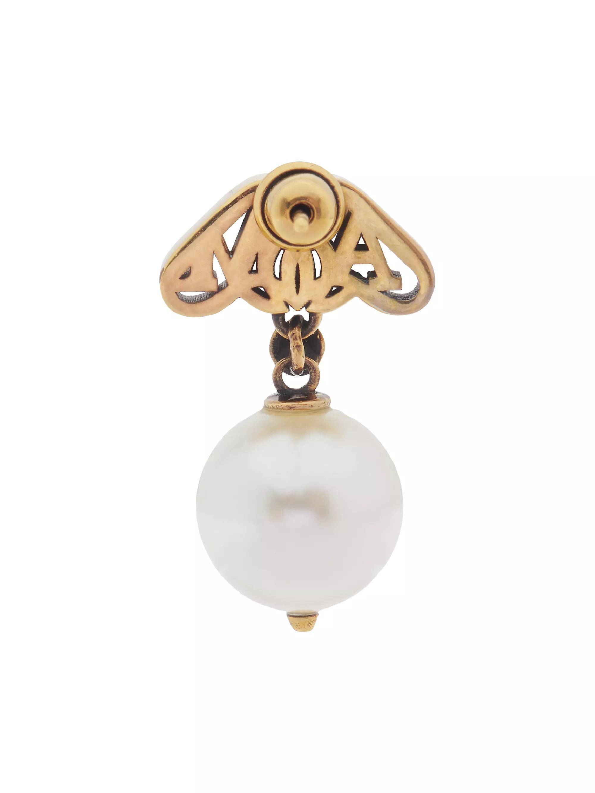 Seal Goldtone & Imitation Pearl Logo Drop Earrings | Saks Fifth Avenue