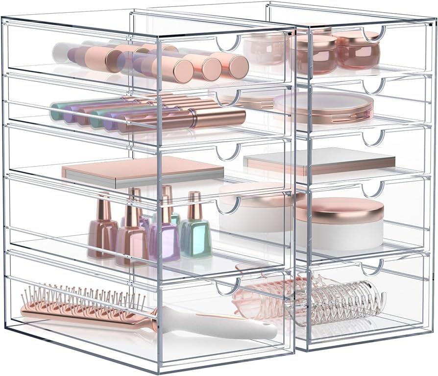 Sorbus Makeup Organizer With 10 Drawers, Acrylic Drawer Organizer for Makeup, Office Organization... | Amazon (US)