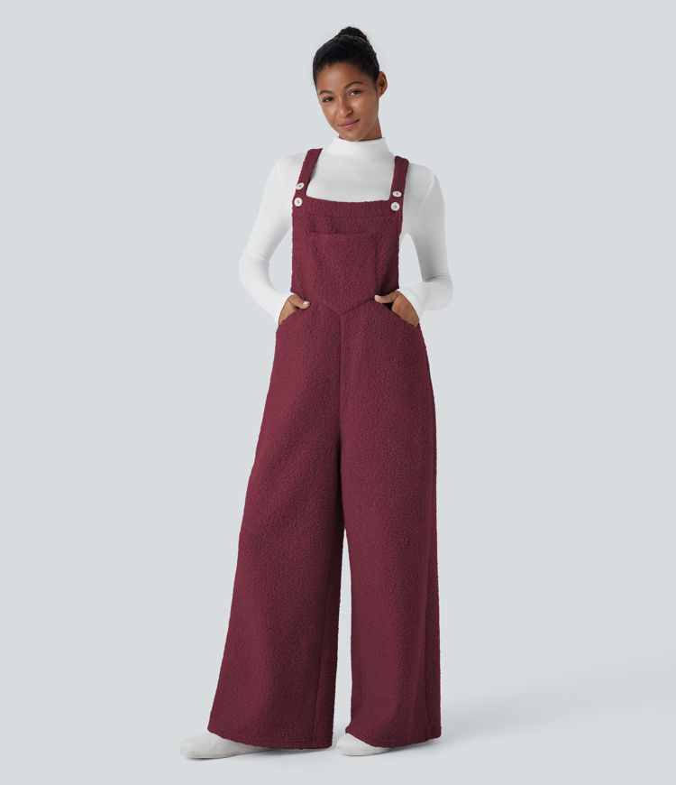 Women’s Pockets Casual Teddy Overalls - Halara | HALARA