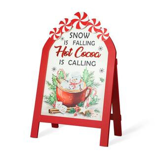 Glitzhome 24.25 in. H Christmas Wooden Peppermint Easel Porch Decor 2010100072 - The Home Depot | The Home Depot