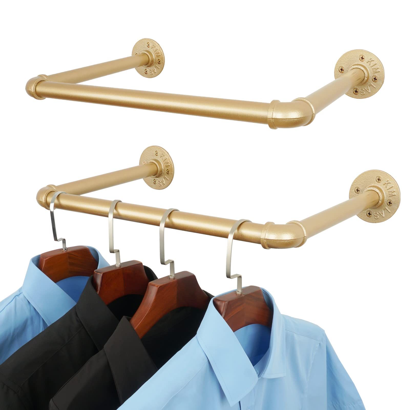 AddGrace Industrial Pipe Clothing Rack 20.5" Gold Clothing Rack DIY Heavy Duty Garment Rack 2Pack... | Amazon (US)