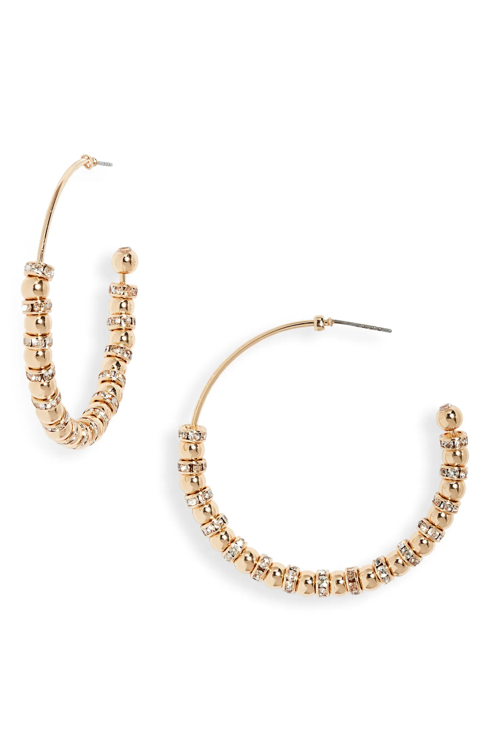 Open Edit Sparkle Beaded Hoop Earrings | Nordstrom | Nordstrom
