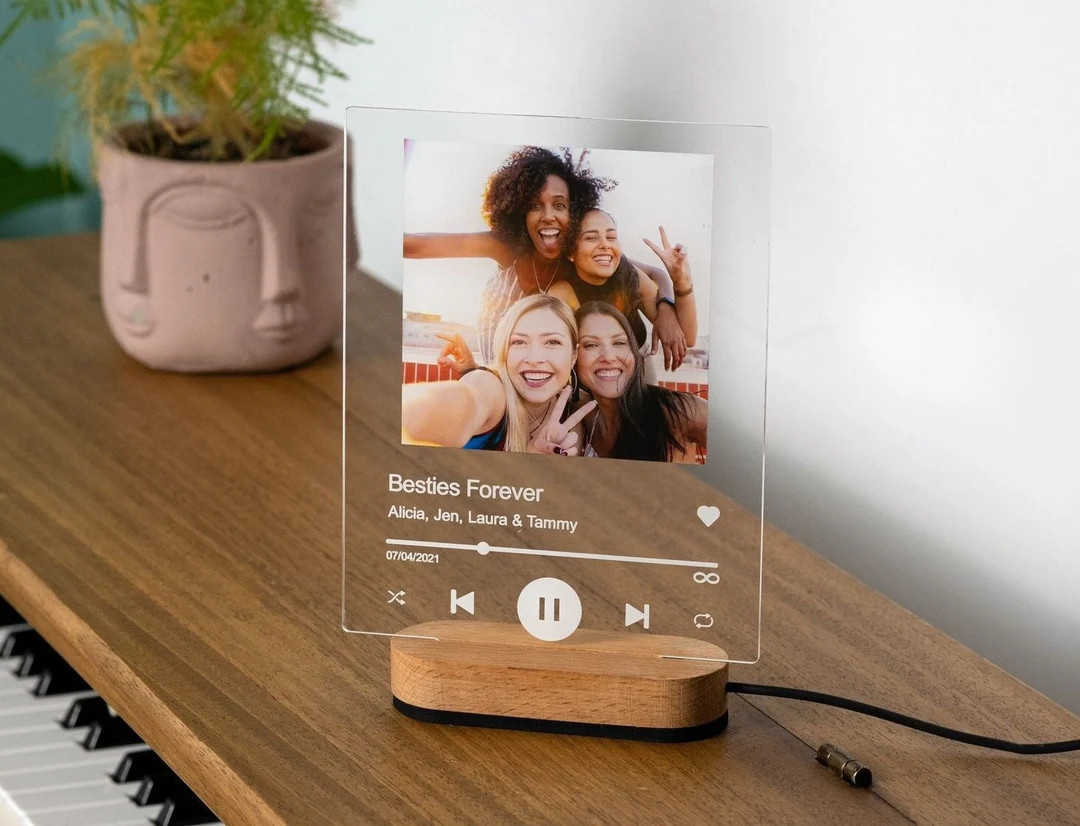 Best Friend Birthday Gifts for Him Her, Personalized Song Plaque Glass Art Custom Album Cover Pla... | Etsy (US)