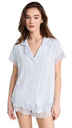 Eberjey Women's Malou Short PJ Set, Ice Blue, XL | Amazon (US)