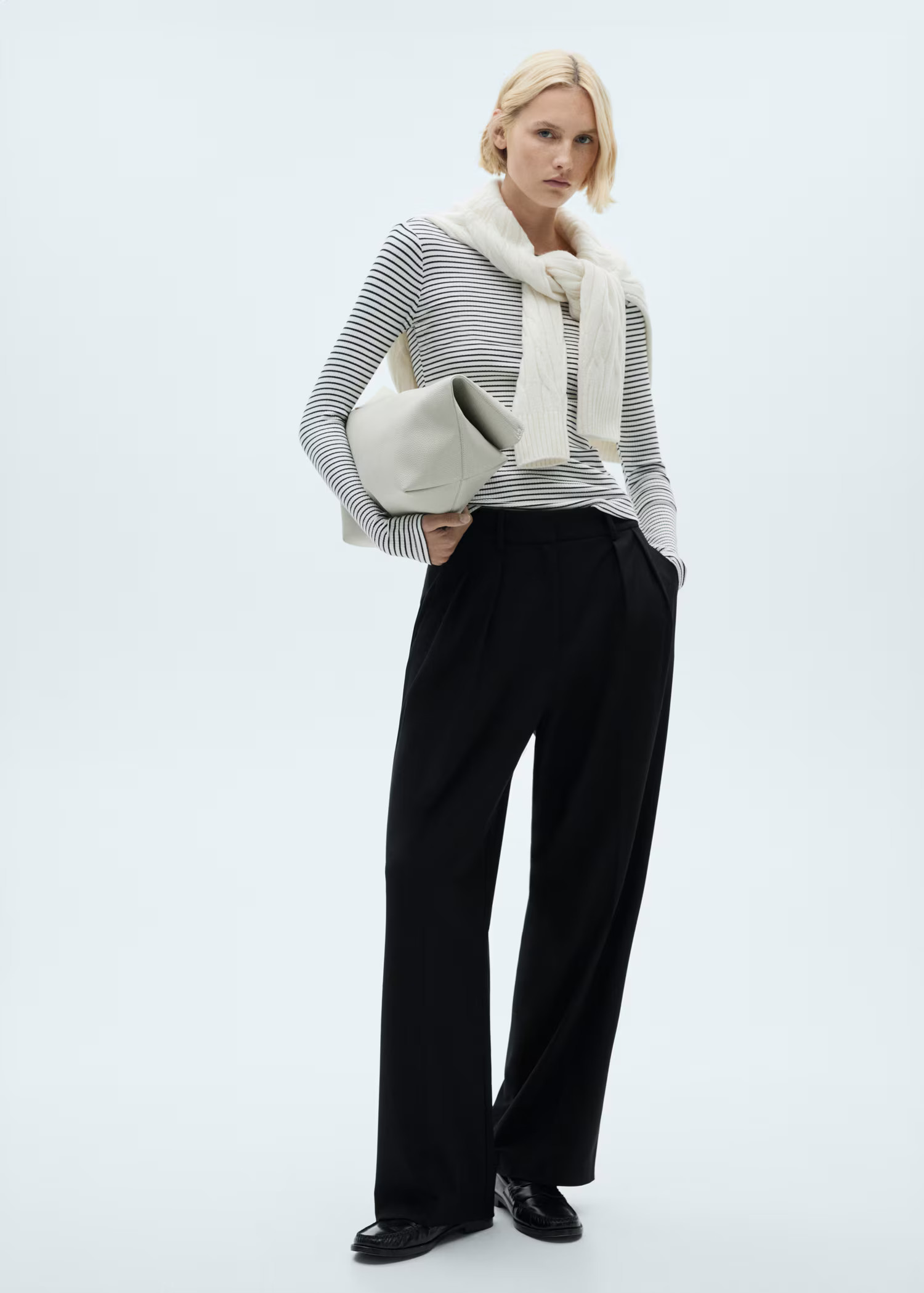 Geribbeld gestreept T-shirt - Dames | MANGO Nederland | Mango EU