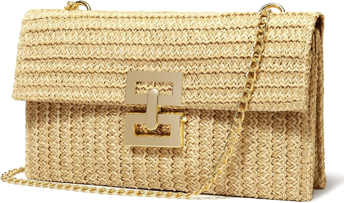 Straw Clutch Purse Crossbody Bag for Women Designer Evening Handbag Casual Summer Beach Straw Sho... | Amazon (US)
