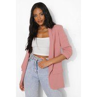 Womens Petite Ruched Sleeve Blazer - Pink - 6, Pink | Boohoo.com (UK & IE)
