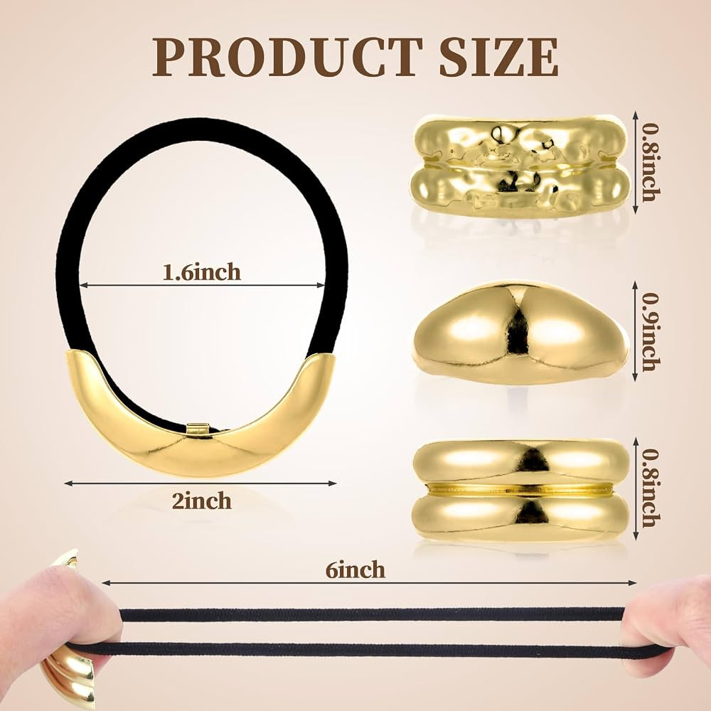 6PCS Gold Hair Cuffs For Women, Metal Hair Ties Gold Hair Ties Hair Jewelry For Women\uff0c Metal... | Amazon (US)