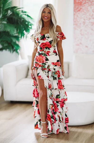 Good For You Floral Maxi Dress - White | Hazel and Olive