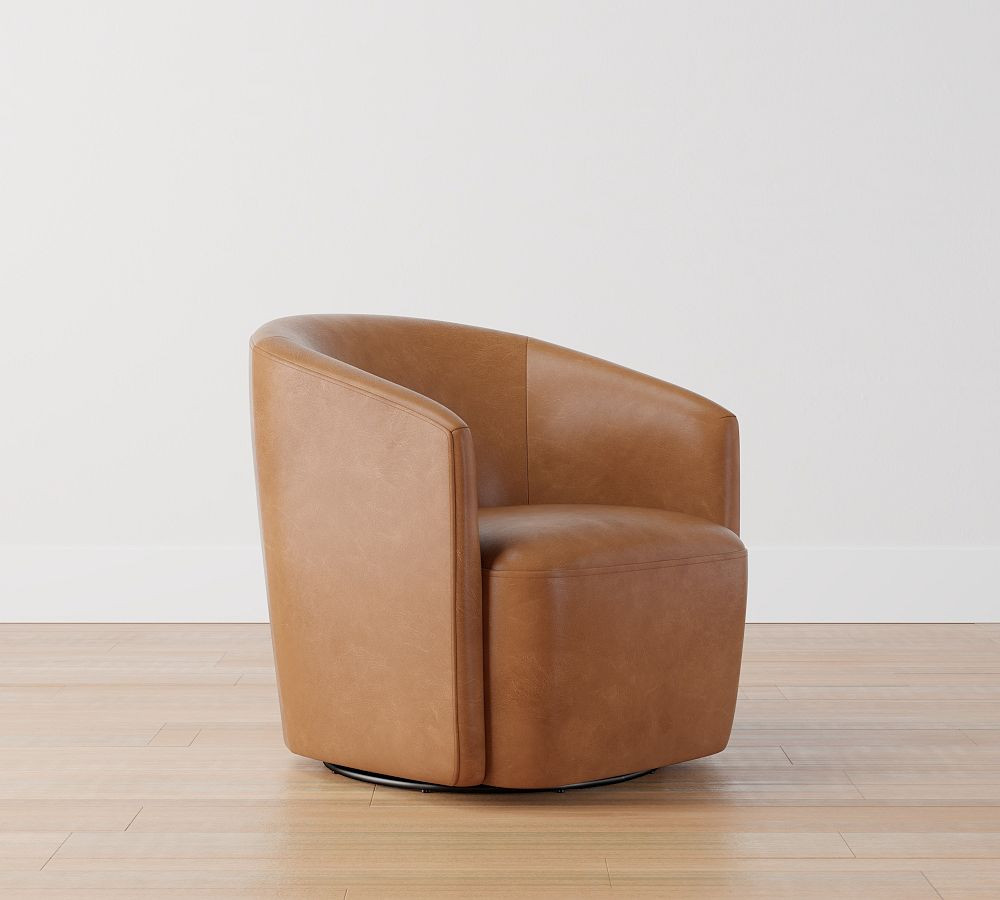 Preston Leather Swivel Chair | Pottery Barn (US)