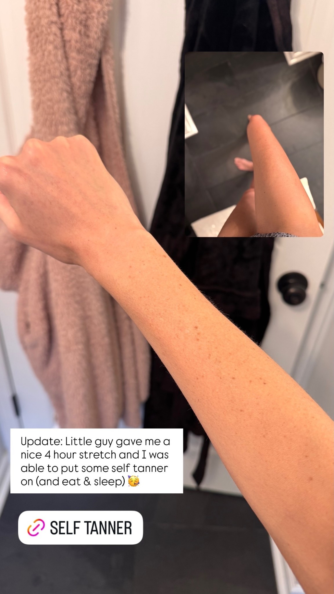 Update: Little guy gave me a nice 4 hour stretch and I was able to put some self tanner on (and eat & sleep) 🥳

#LTKBeauty #LTKselfcare #LTKmomlife