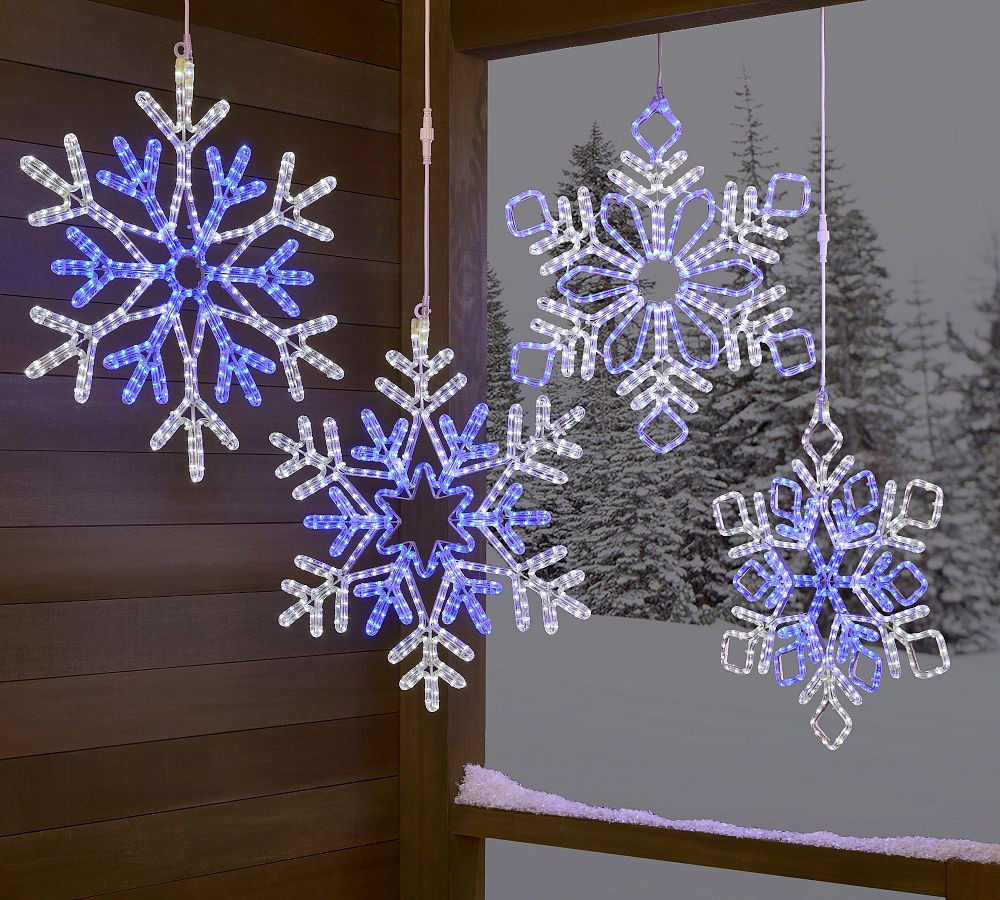 LED Lit Blue & White Snowflake | Pottery Barn (US)