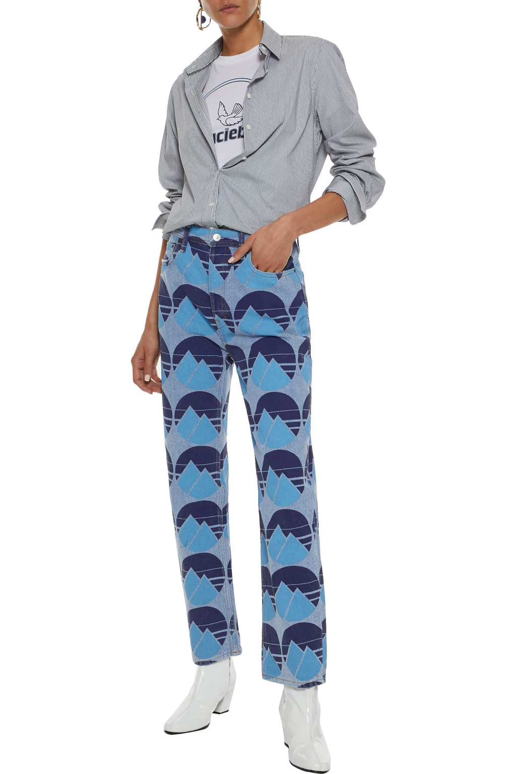 Log printed high-rise straight-leg jeans | The Outnet (US and CA)