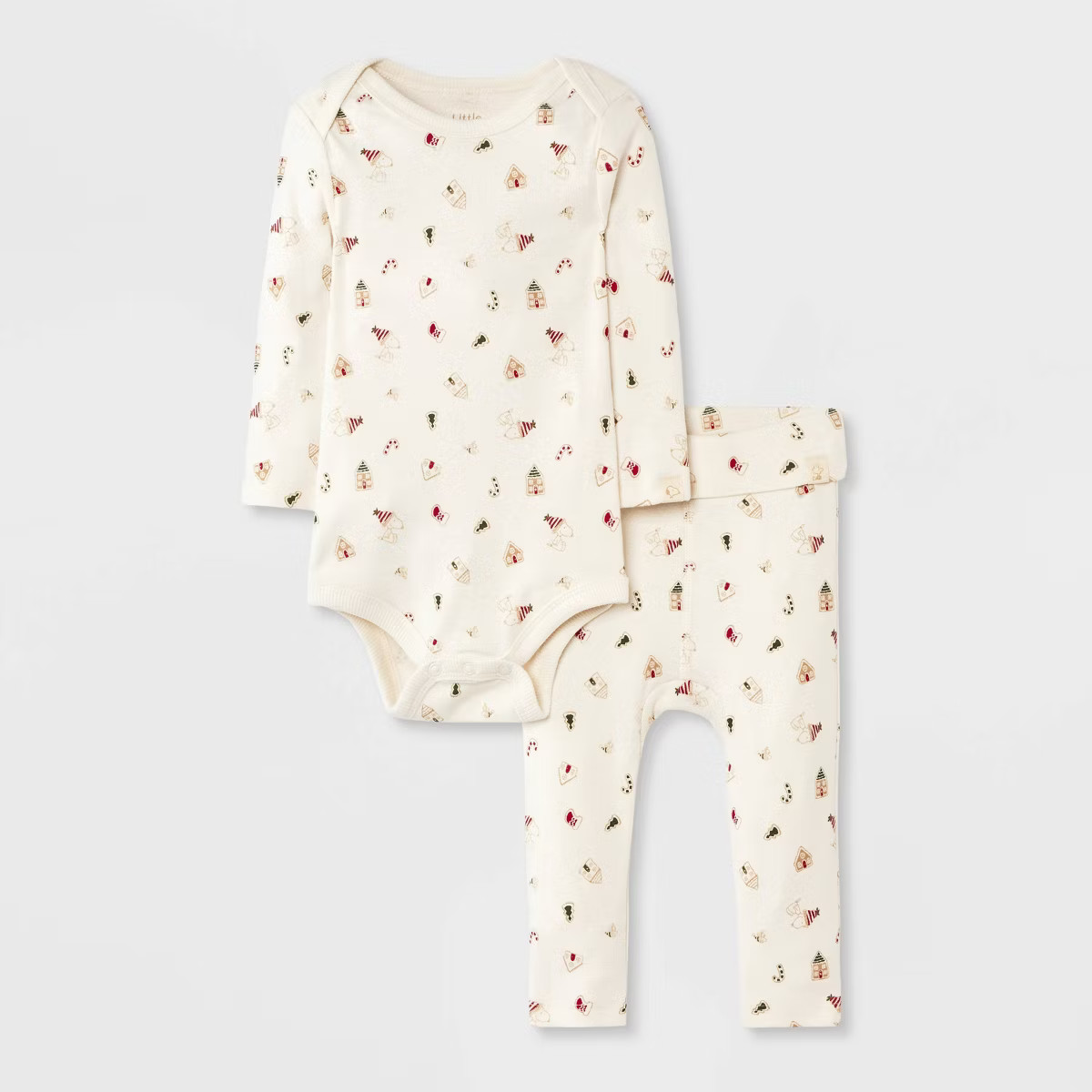 Baby 2pc Peanuts Little Snoopy Christmas Bodysuit and Pants Set - Ivory 3-6M | Target