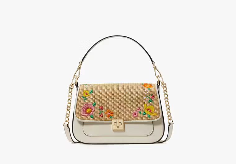 Phoebe Embroidered Straw Flap Crossbody | Kate Spade Outlet