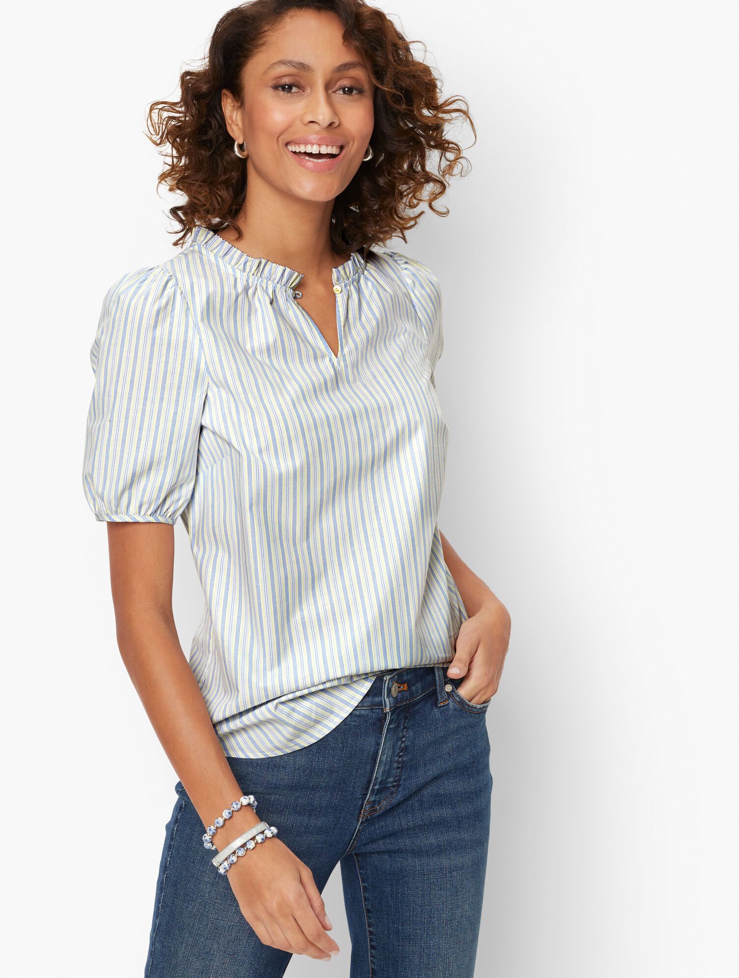 Ruffle Popover - City Stripe | Talbots