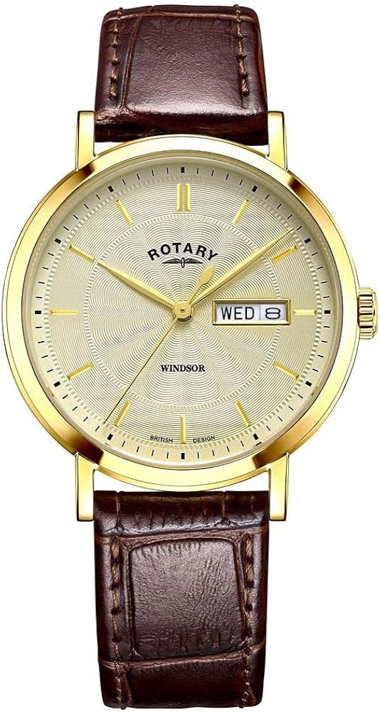 Rotary Gents 37.00mm Quartz Watch with Champagne Analogue dial and Brown Leather Strap Strap GS05... | Amazon (UK)