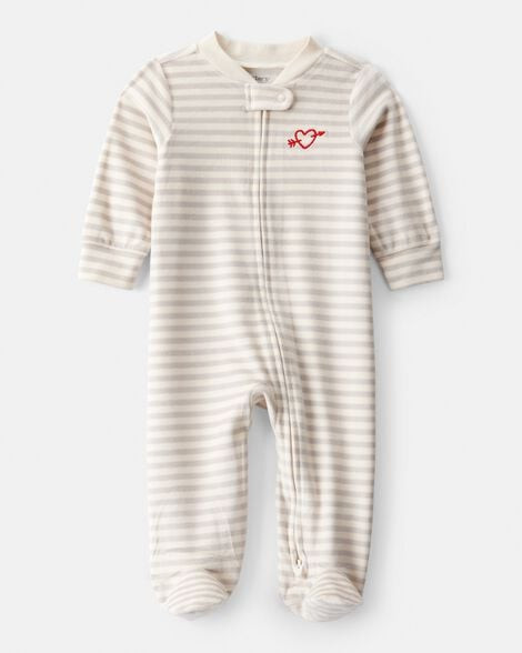 Carter's Baby Boys Valentine's Day Striped DreamPlush Snug Fit 2-Way Zip Sleep & Play Pajamas - Grey NB Multi | Carter's Inc