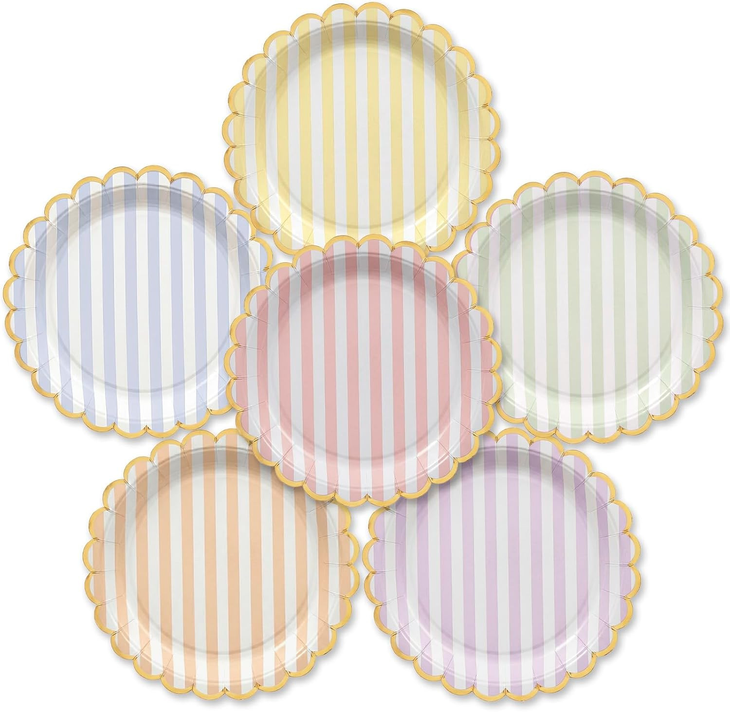Party Paper Plates, 50-Pack 9-Inch Bulk Disposable Decorative Paper Plates with Gold Scalloped Tr... | Amazon (US)